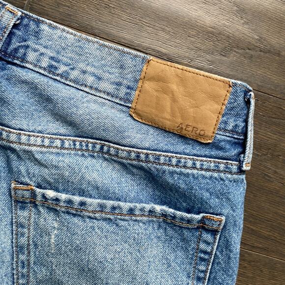 AEROPOSTALE Low Rise Skater Straight Leg Jean Womens Sz 4 Blue Distressed Y2K - Picture 9 of 9